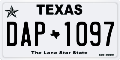 TX license plate DAP1097