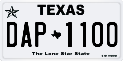 TX license plate DAP1100