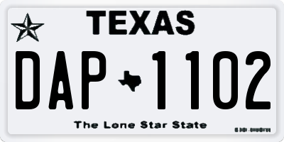 TX license plate DAP1102