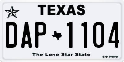 TX license plate DAP1104