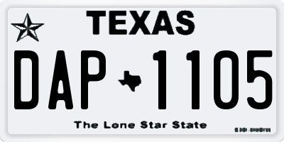 TX license plate DAP1105