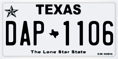 TX license plate DAP1106