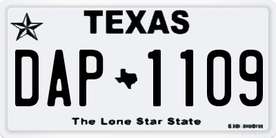 TX license plate DAP1109
