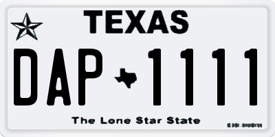 TX license plate DAP1111