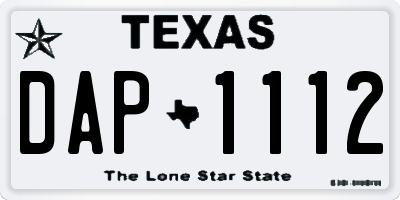 TX license plate DAP1112