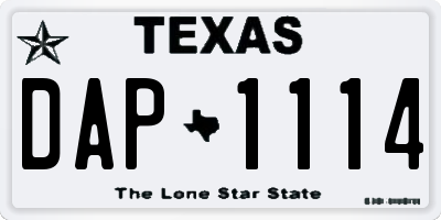 TX license plate DAP1114