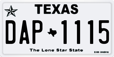 TX license plate DAP1115