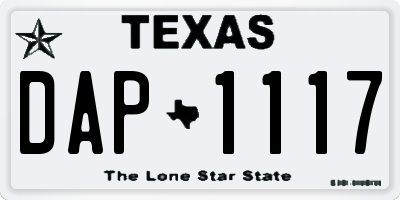 TX license plate DAP1117