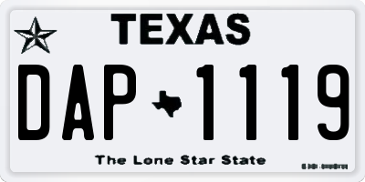 TX license plate DAP1119