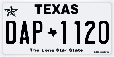 TX license plate DAP1120