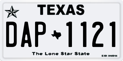 TX license plate DAP1121