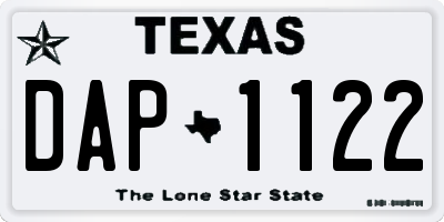 TX license plate DAP1122