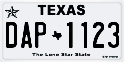 TX license plate DAP1123