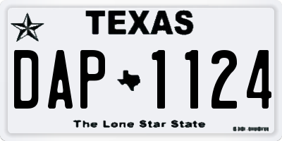 TX license plate DAP1124