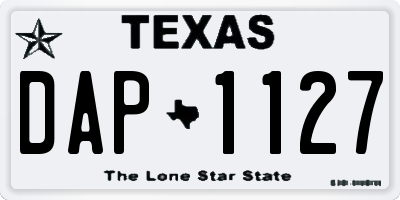TX license plate DAP1127