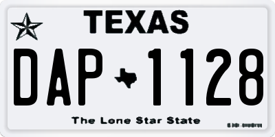 TX license plate DAP1128