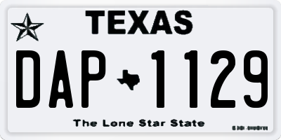 TX license plate DAP1129