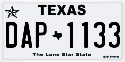 TX license plate DAP1133