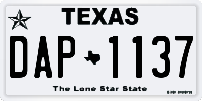 TX license plate DAP1137