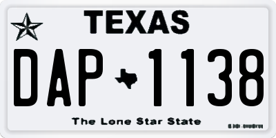 TX license plate DAP1138