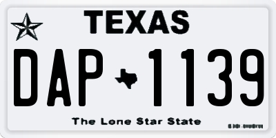 TX license plate DAP1139