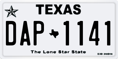 TX license plate DAP1141