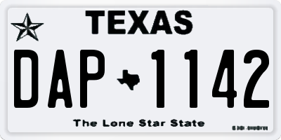 TX license plate DAP1142
