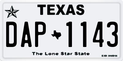 TX license plate DAP1143