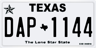 TX license plate DAP1144