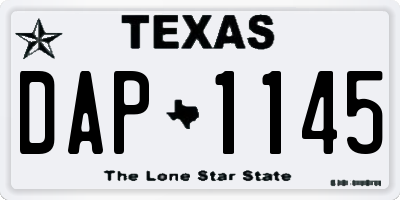 TX license plate DAP1145