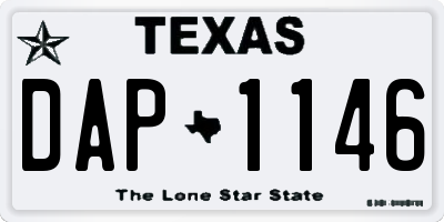 TX license plate DAP1146