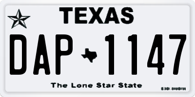 TX license plate DAP1147