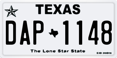 TX license plate DAP1148