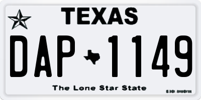 TX license plate DAP1149