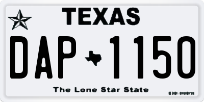 TX license plate DAP1150