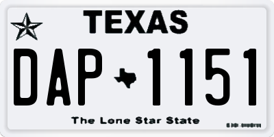 TX license plate DAP1151