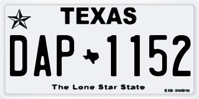TX license plate DAP1152