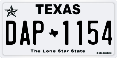 TX license plate DAP1154