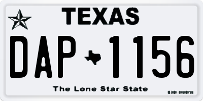 TX license plate DAP1156