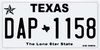 TX license plate DAP1158