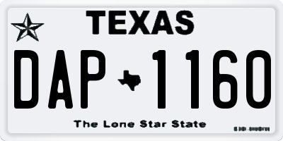 TX license plate DAP1160