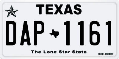 TX license plate DAP1161
