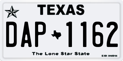 TX license plate DAP1162