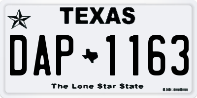 TX license plate DAP1163
