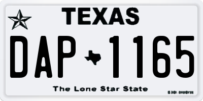TX license plate DAP1165