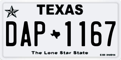 TX license plate DAP1167
