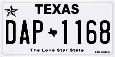 TX license plate DAP1168