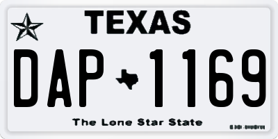 TX license plate DAP1169