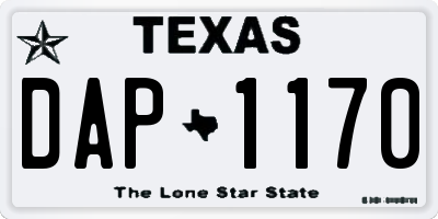TX license plate DAP1170