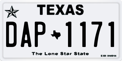 TX license plate DAP1171